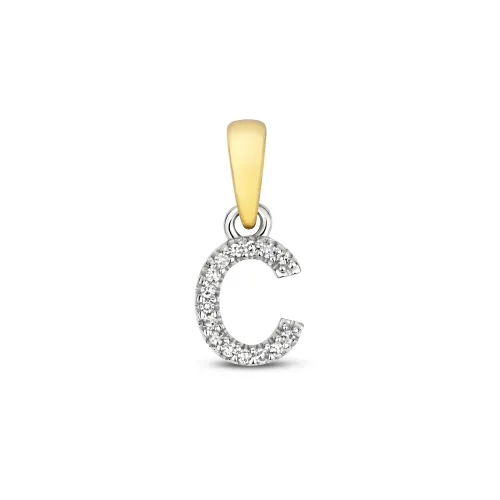 C Diamond Initial Pendent 0.02ct 0.30g - 9ct Yellow Gold 